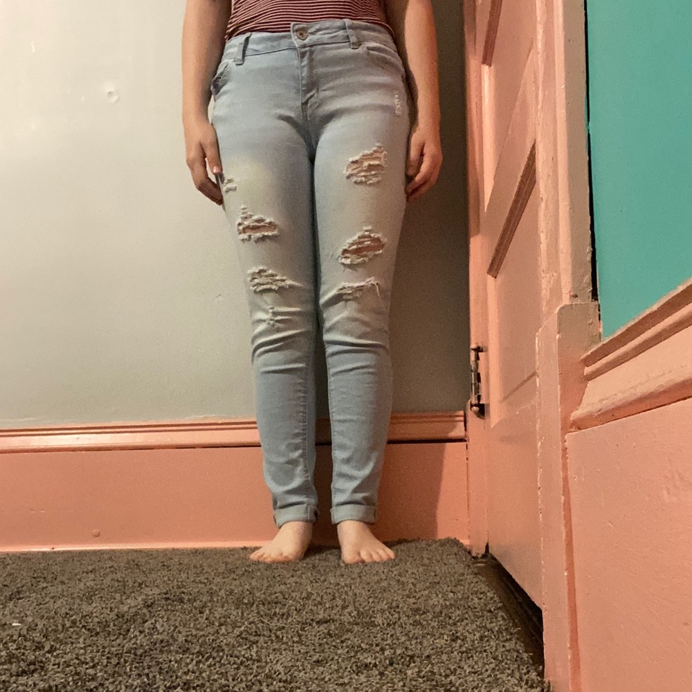 Ripped blue jeans